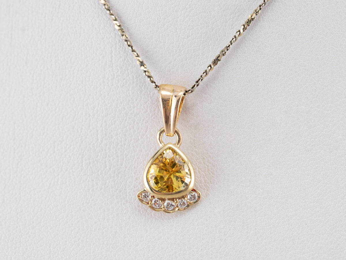 Yellow Sapphire 18K Gold Diamond Pendant