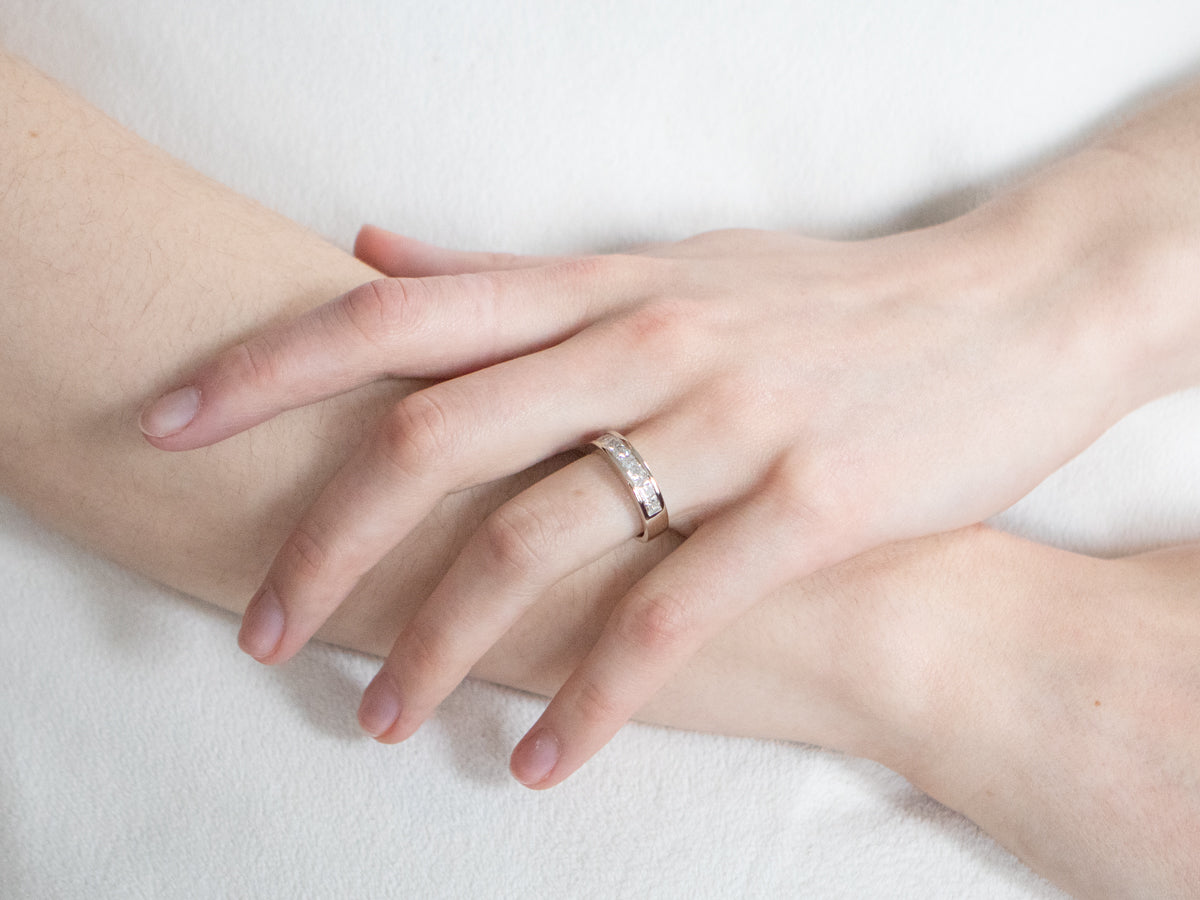 White Gold Princess Cut Diamond Band