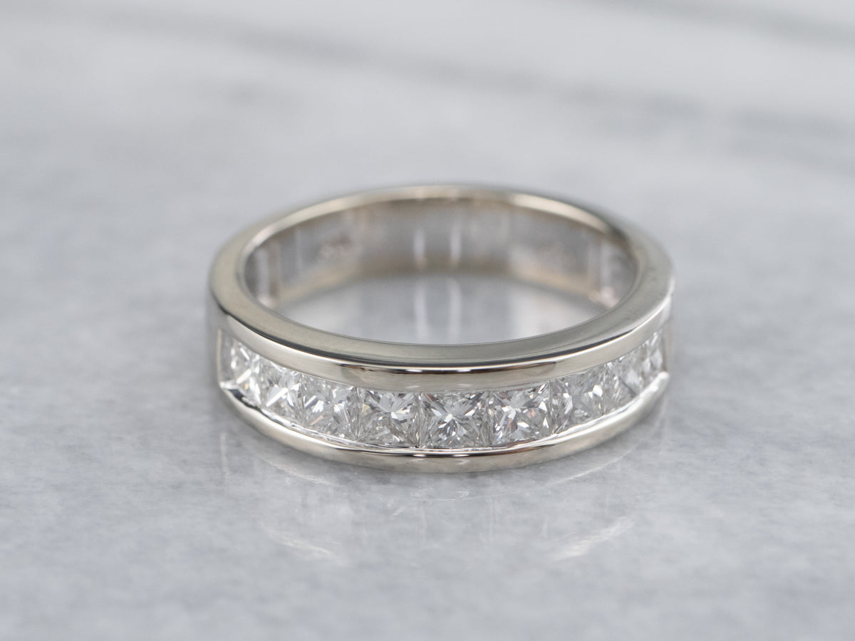 White Gold Princess Cut Diamond Band