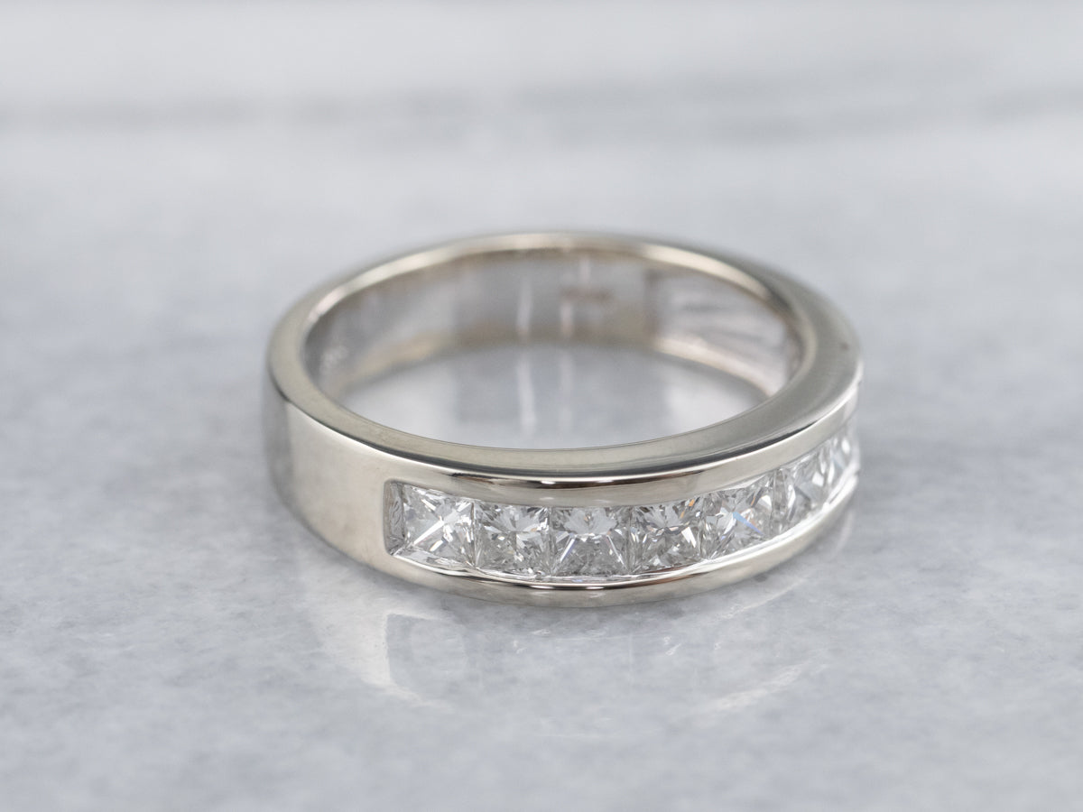 White Gold Princess Cut Diamond Band