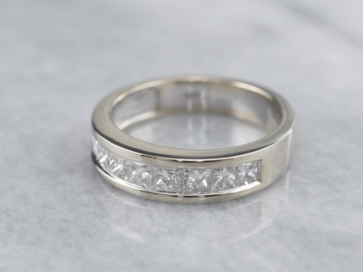 White Gold Princess Cut Diamond Band
