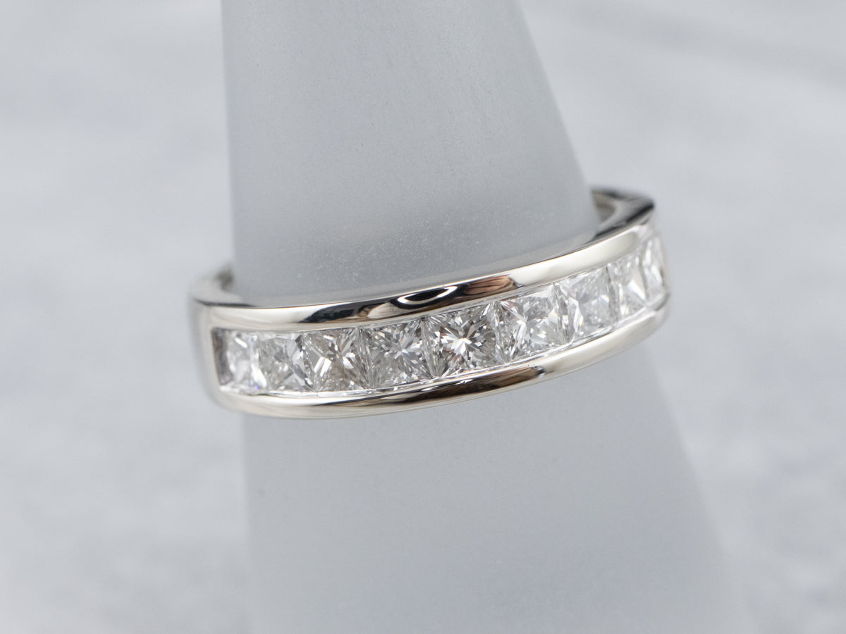 White Gold Princess Cut Diamond Band