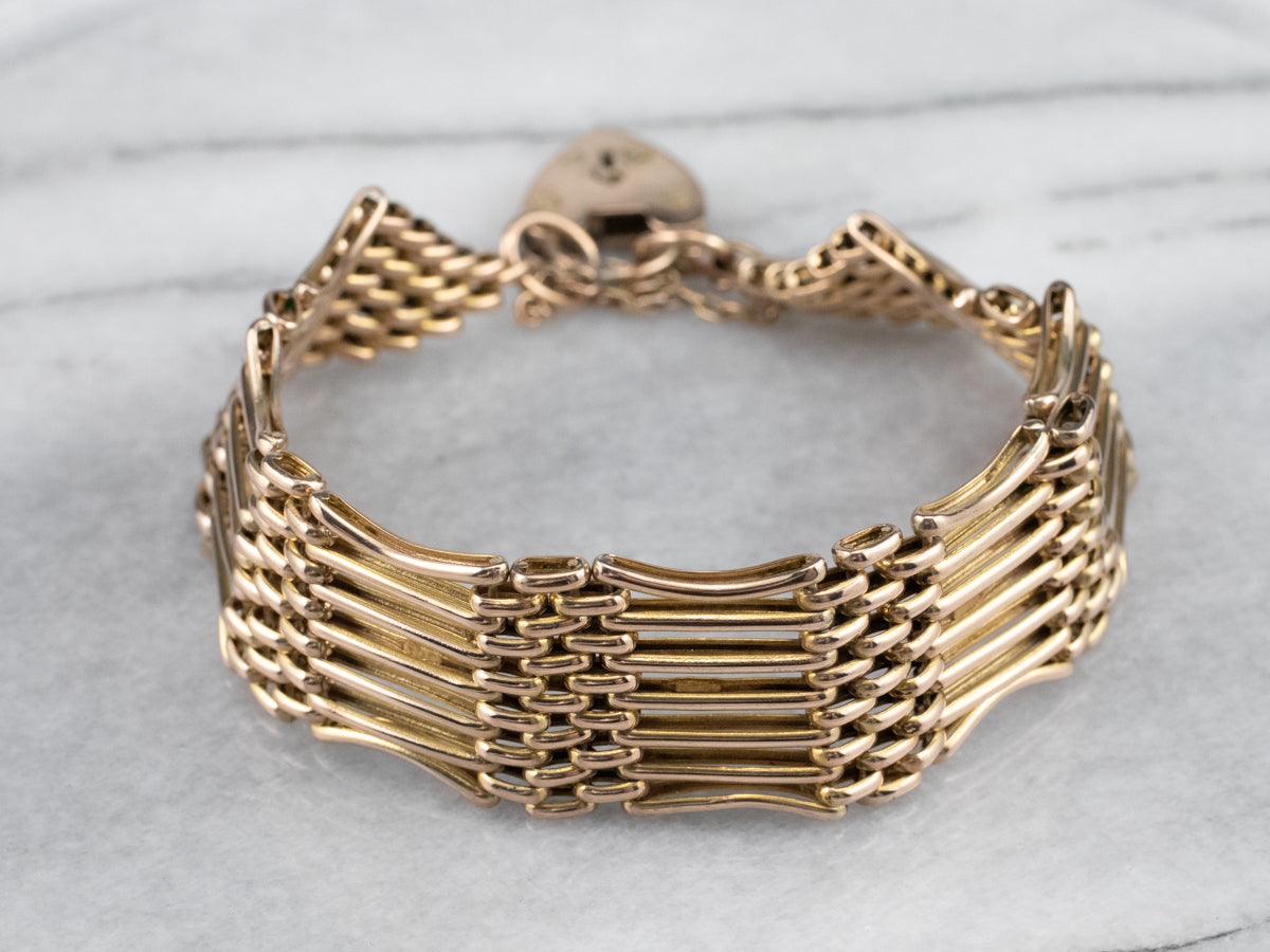 Vintage Gate Link Padlock Charm Bracelet