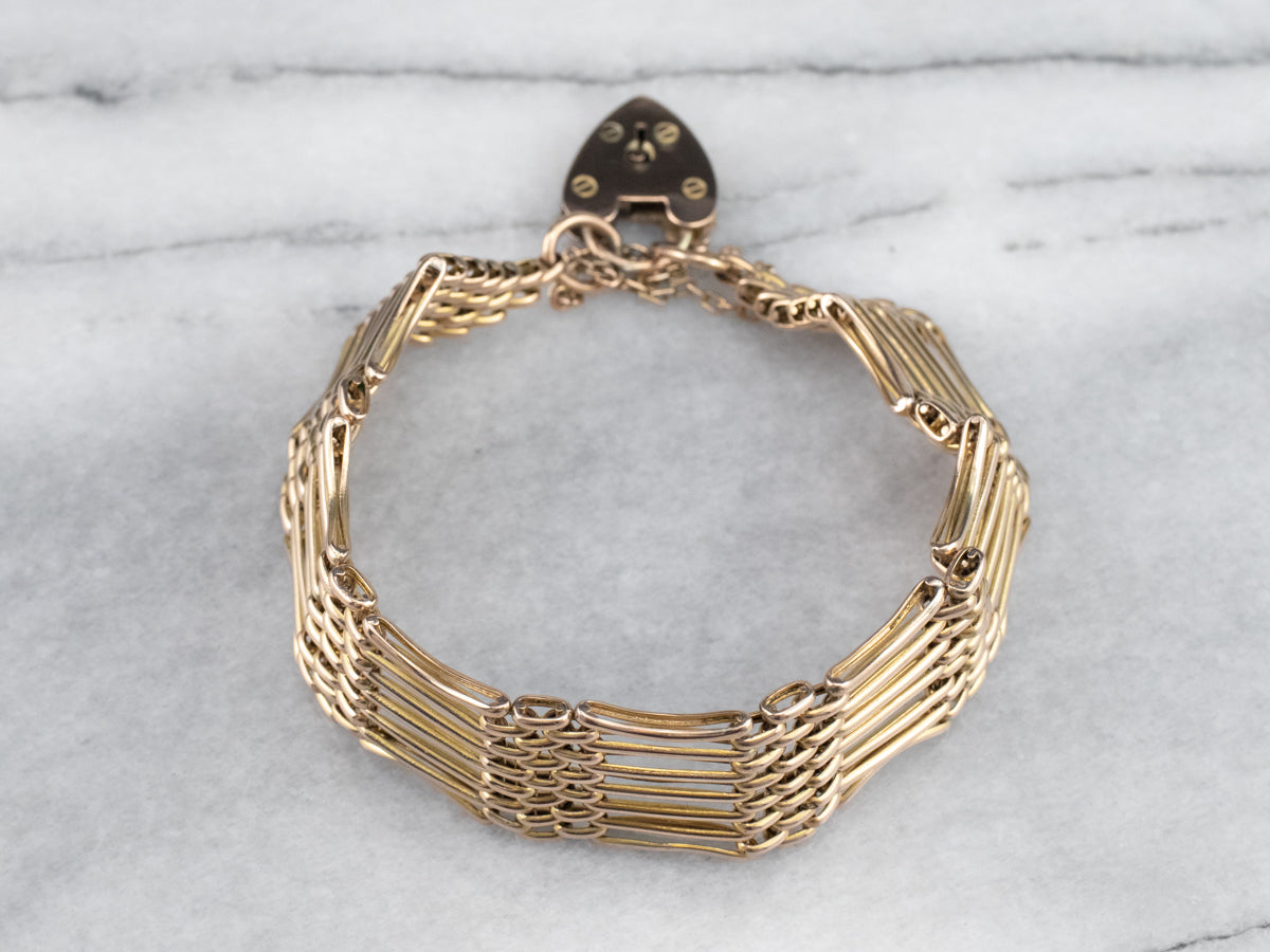 Vintage Gate Link Padlock Charm Bracelet