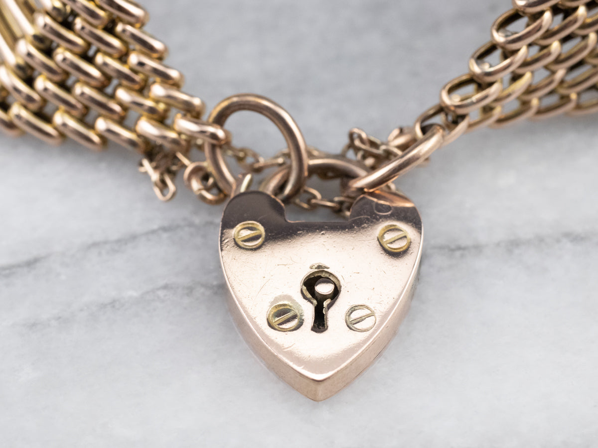 Vintage Gate Link Padlock Charm Bracelet