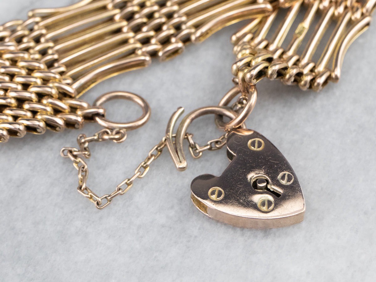 Vintage Gate Link Padlock Charm Bracelet