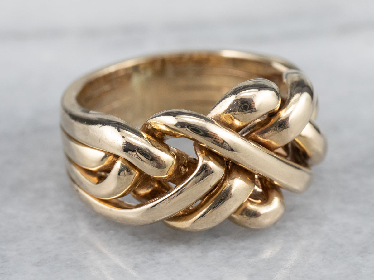 Unisex 14 Karat Gold Puzzle Ring