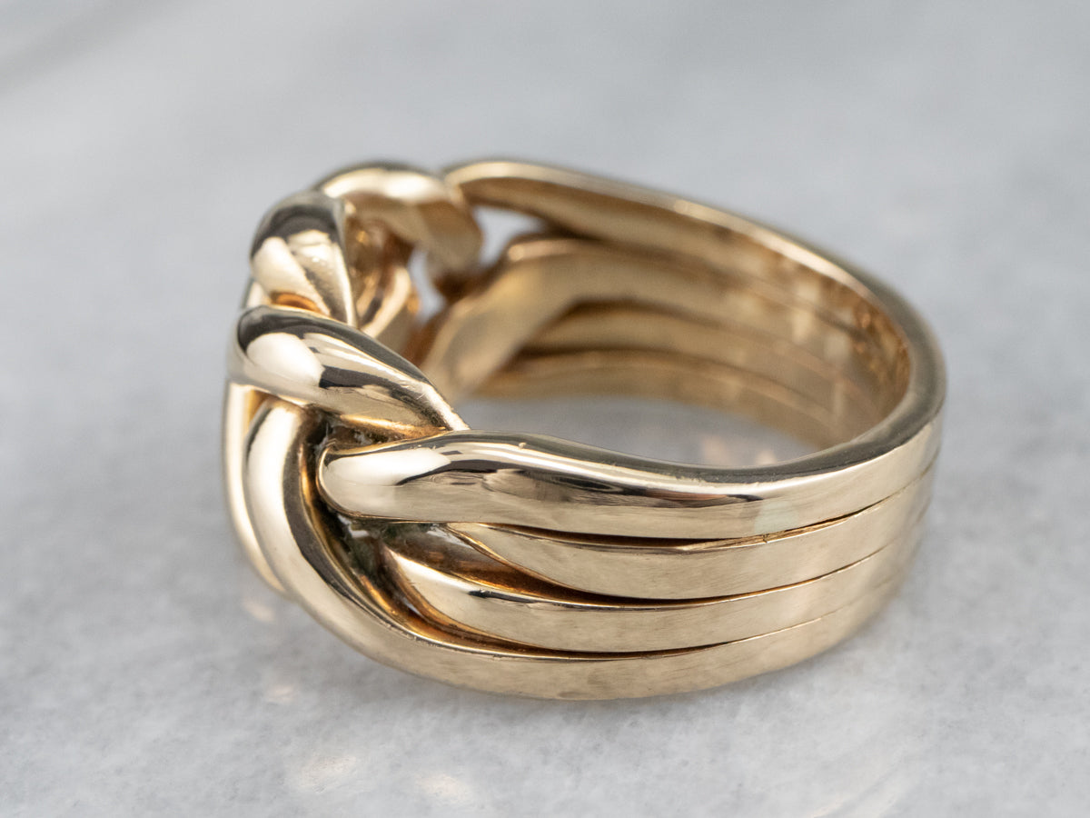 Unisex 14 Karat Gold Puzzle Ring