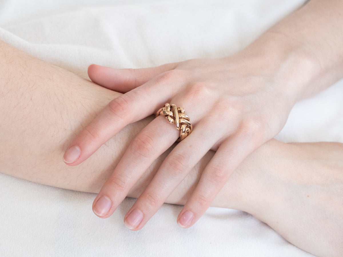 Unisex 14 Karat Gold Puzzle Ring