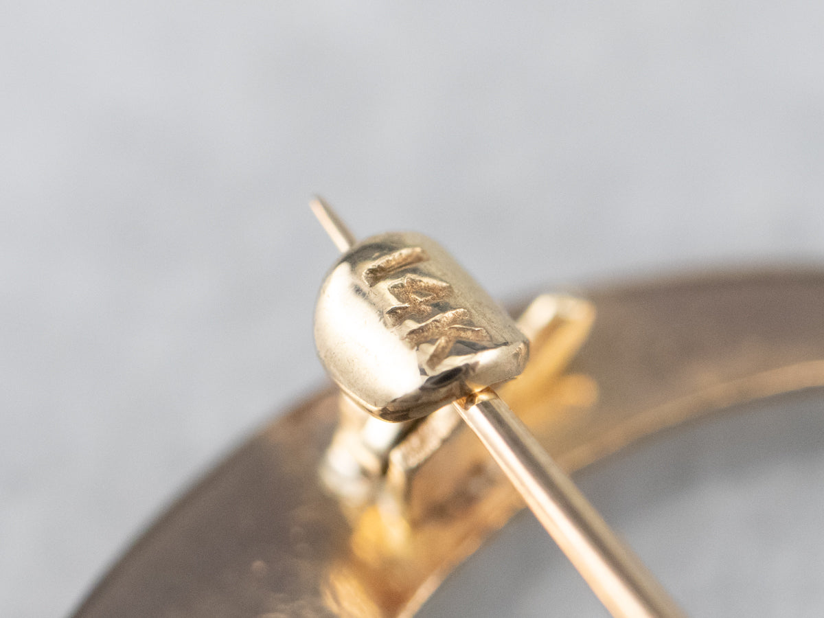 Art Nouveau Crescent Clover Moon Brooch