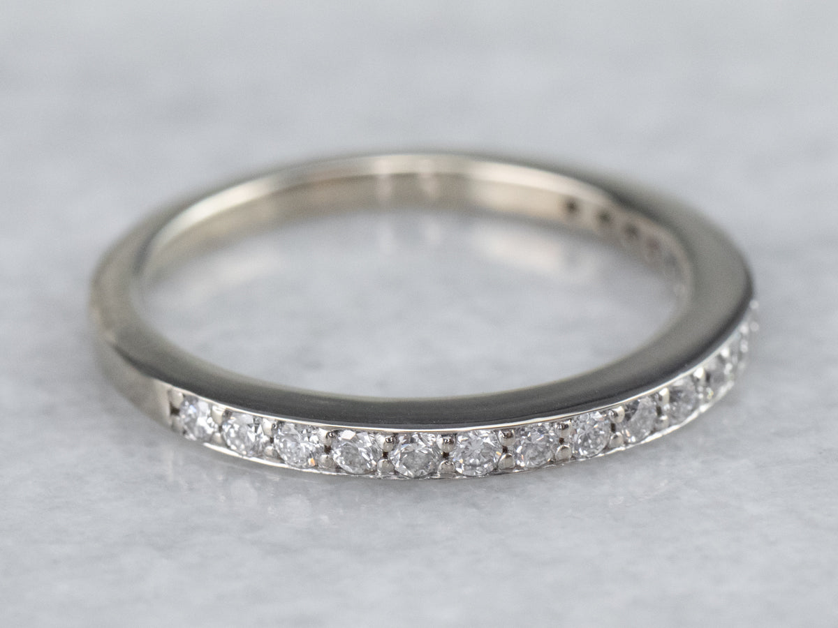 Thin White Gold Diamond Band