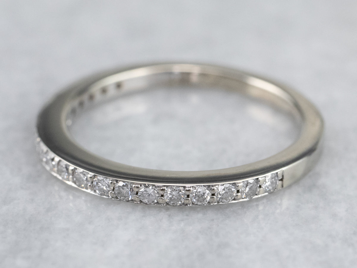 Thin White Gold Diamond Band