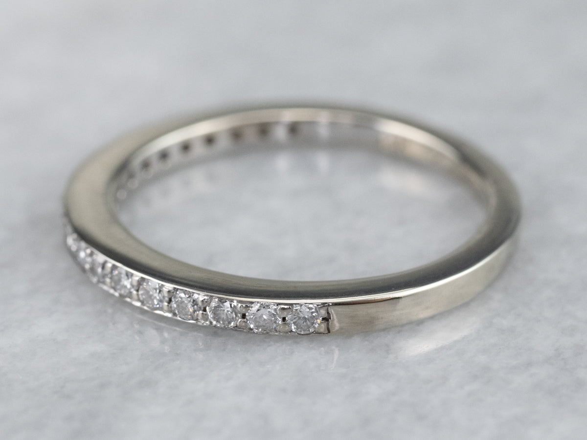 Thin White Gold Diamond Band