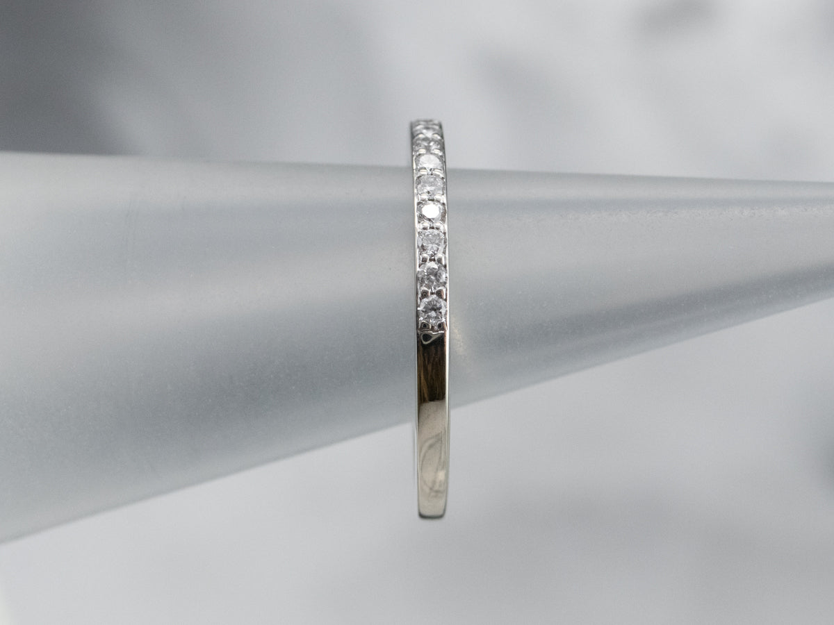 Thin White Gold Diamond Band
