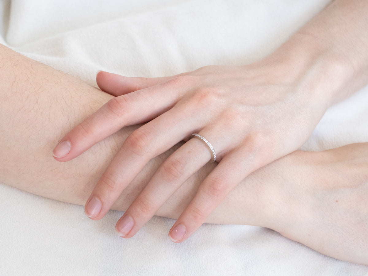 Thin White Gold Diamond Band