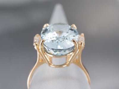 Aquamarine and Diamond Ring in Yellow Gold