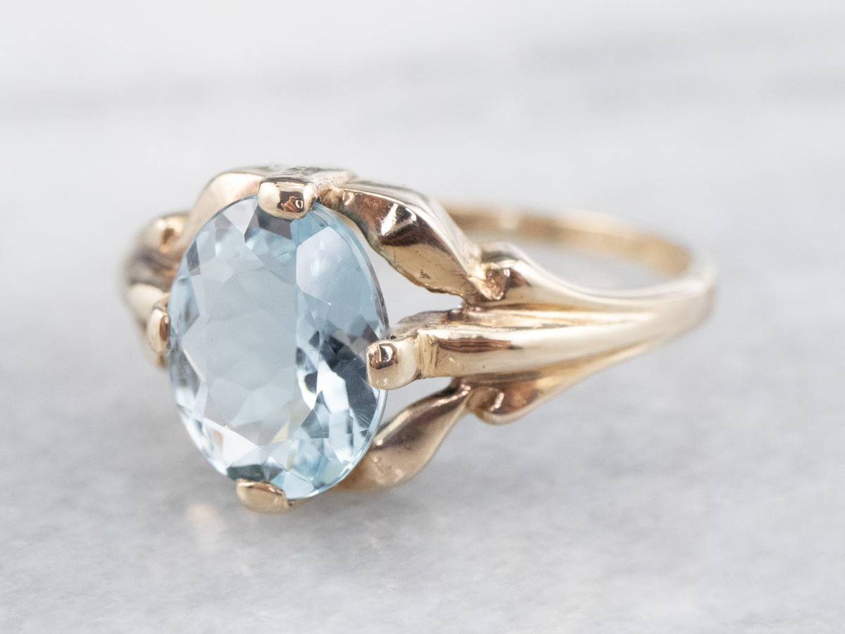 Retro Era Aquamarine Gold Ring
