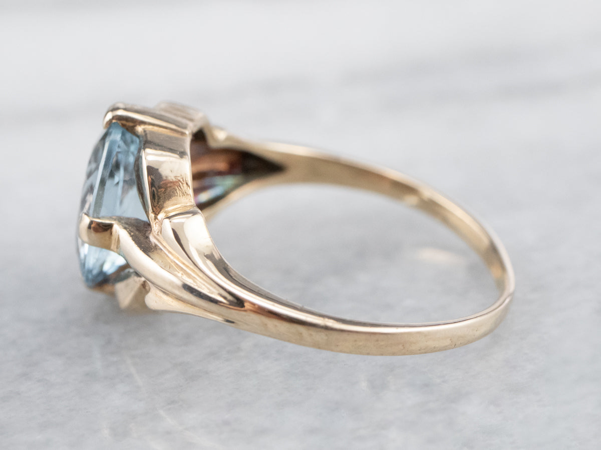 Retro Era Aquamarine Gold Ring