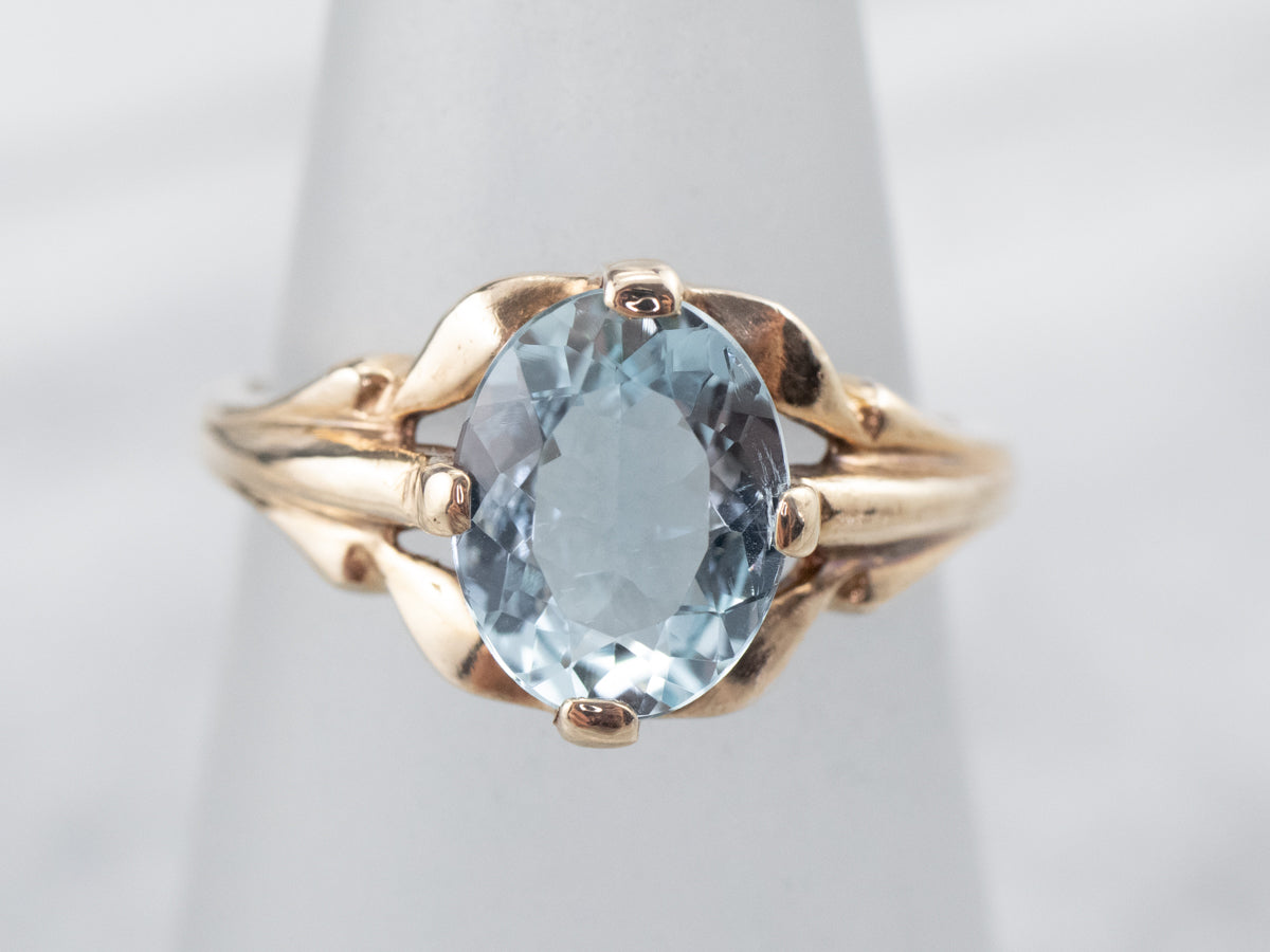 Retro Era Aquamarine Gold Ring