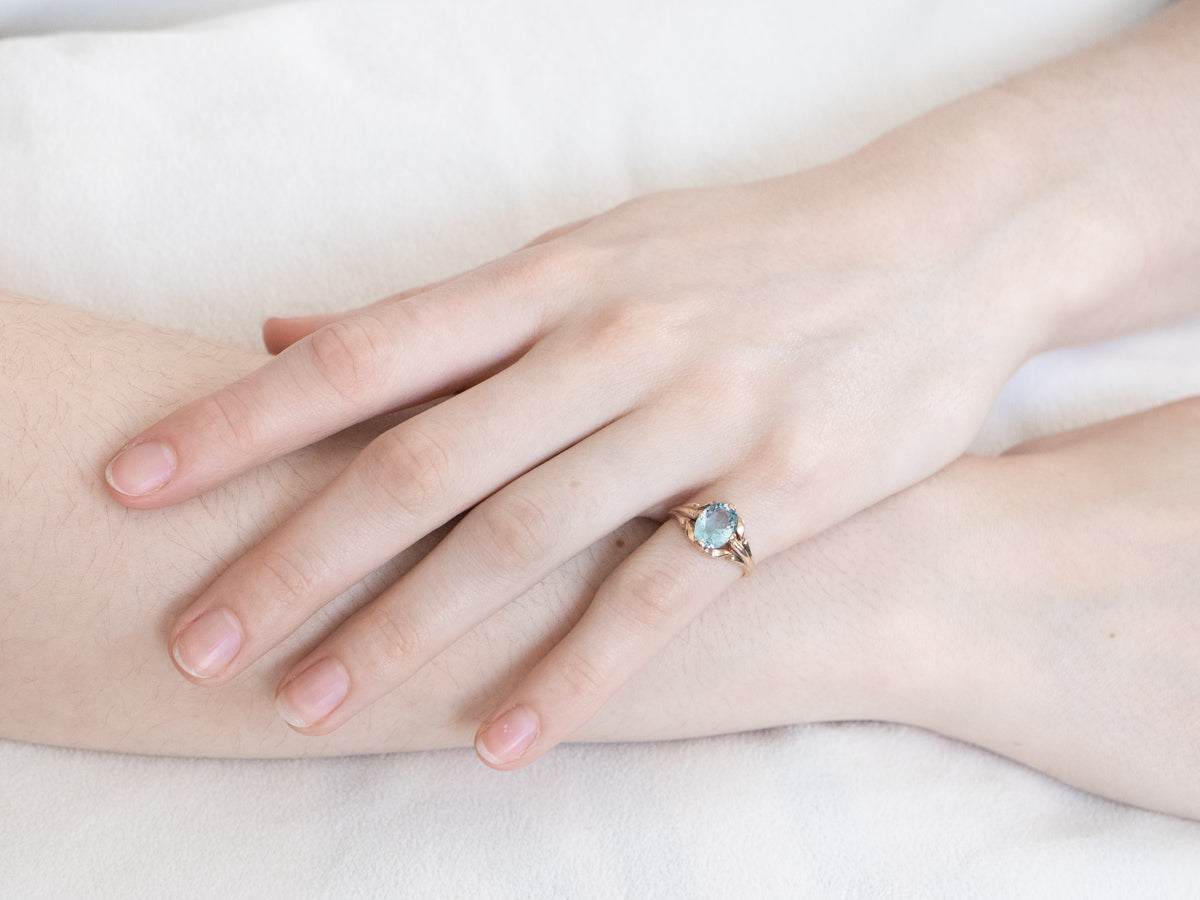 Retro Era Aquamarine Gold Ring