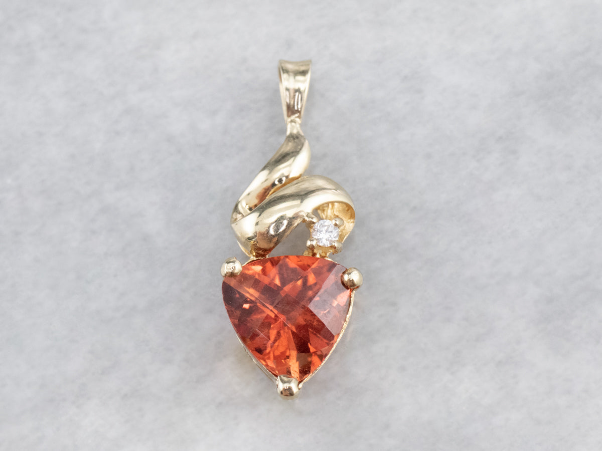Oregon Sunstone and Diamond Pendant