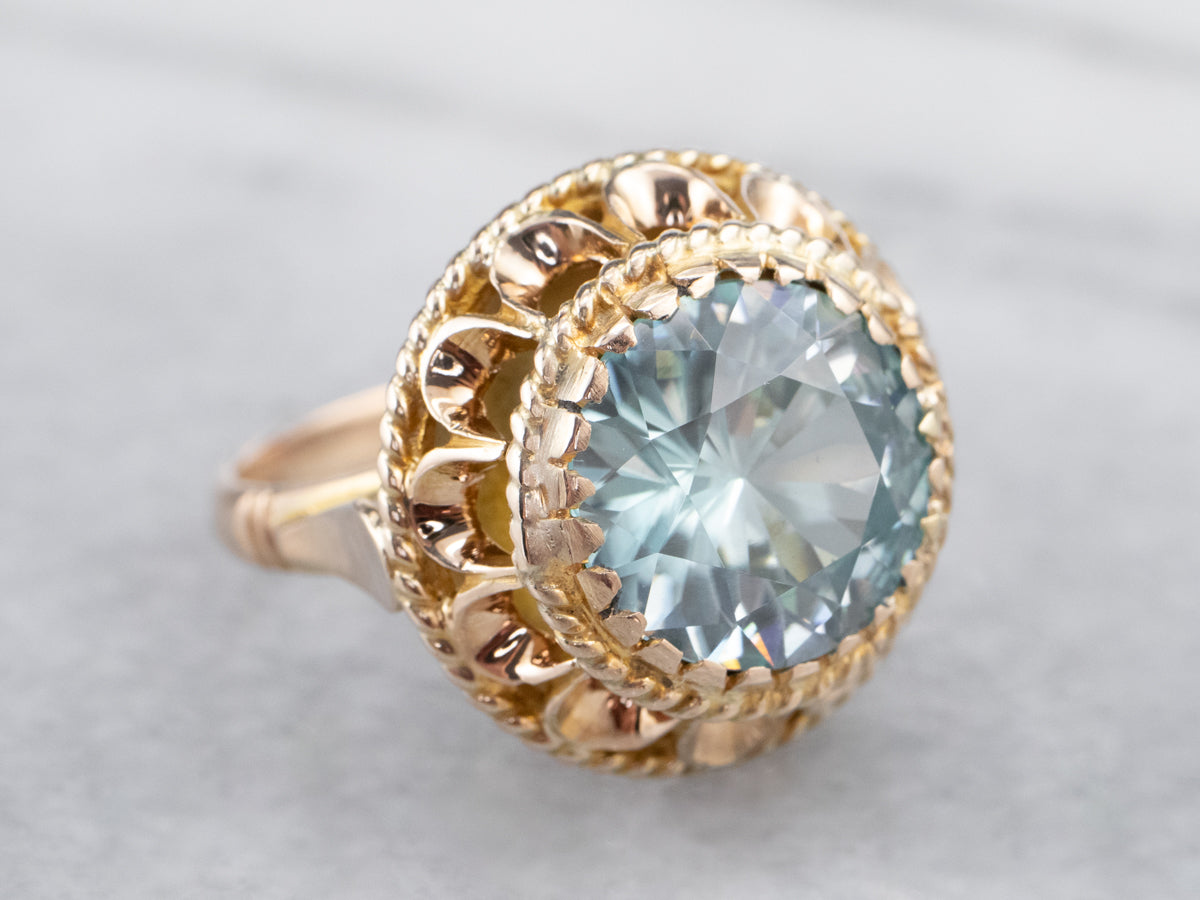 Large Blue Zircon Cocktail Ring