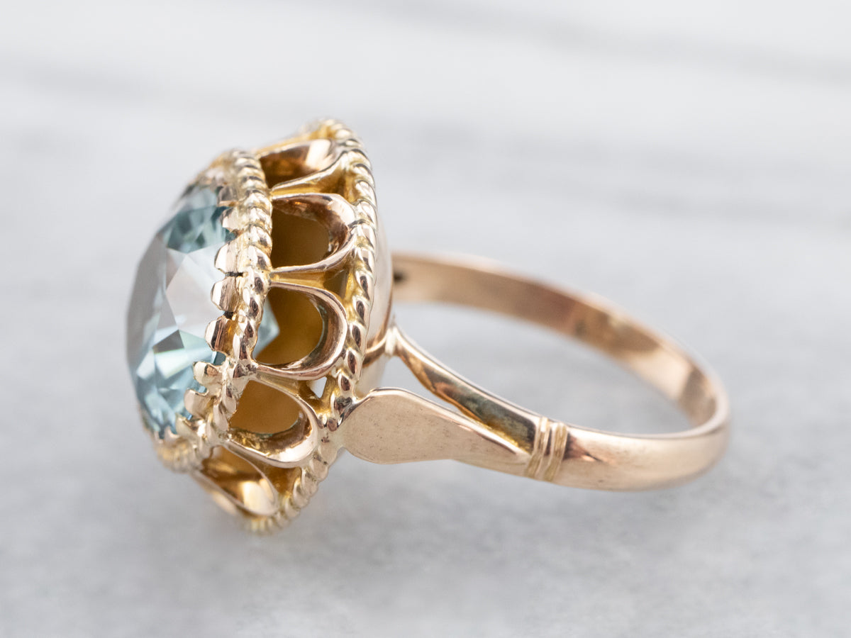 Large Blue Zircon Cocktail Ring