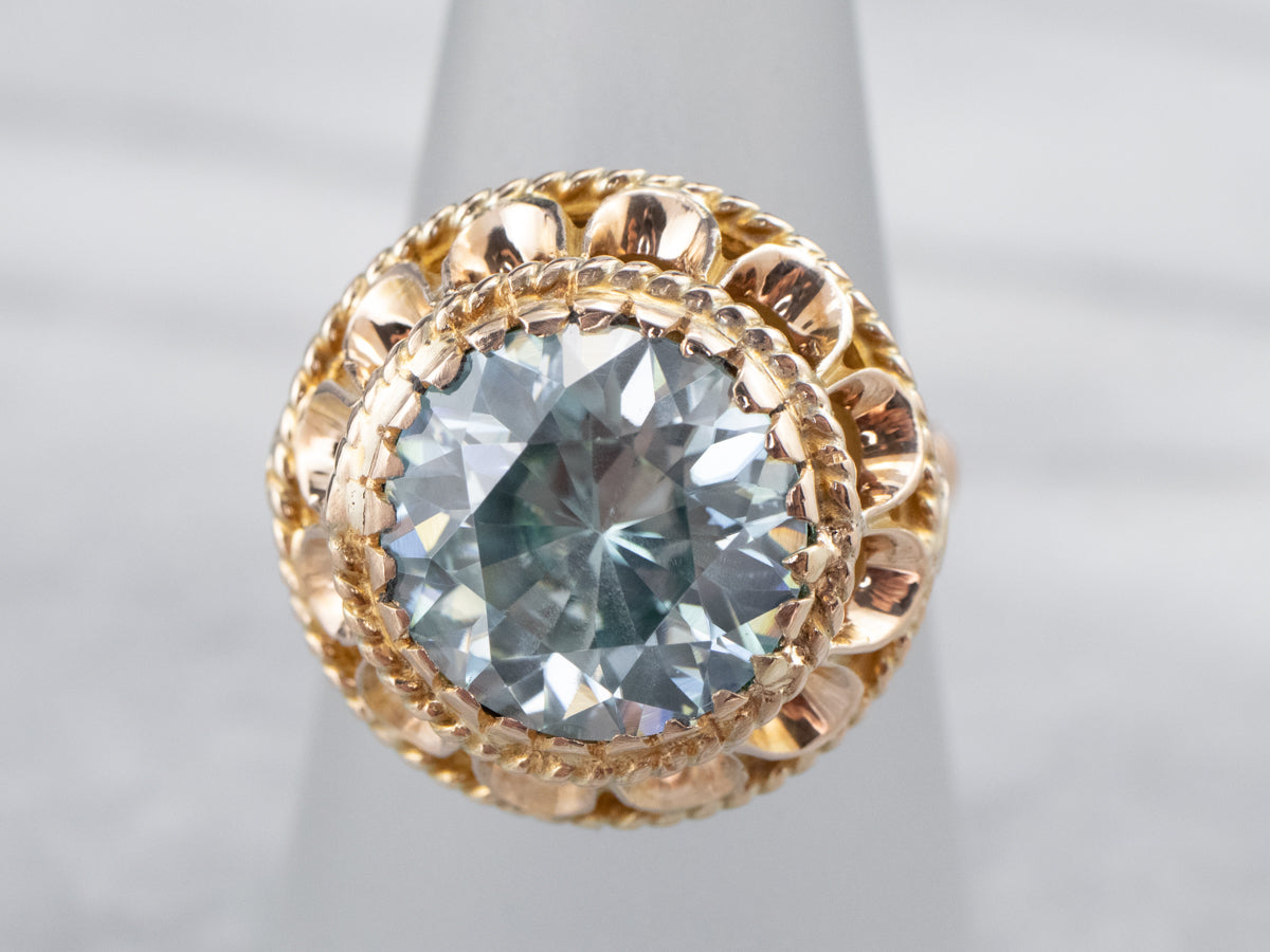 Large Blue Zircon Cocktail Ring