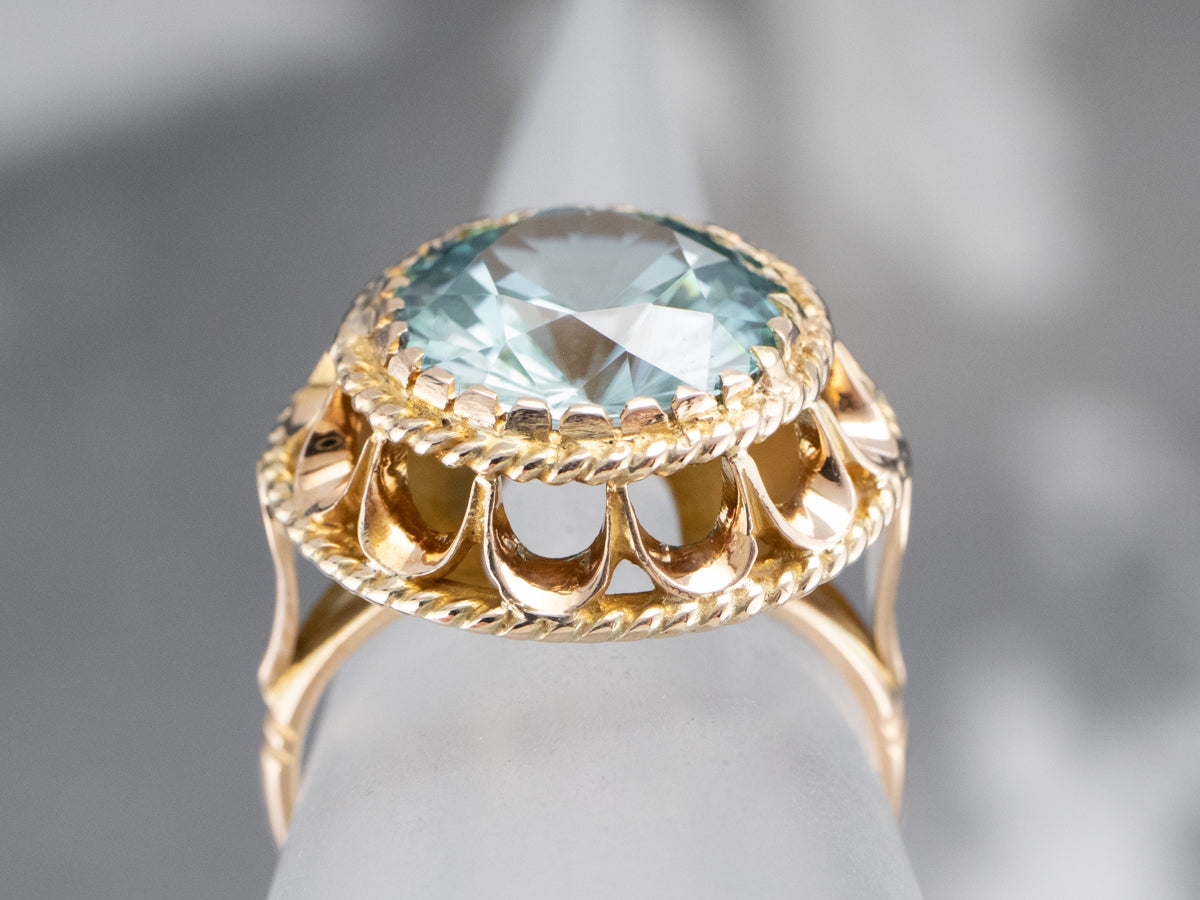 Large Blue Zircon Cocktail Ring