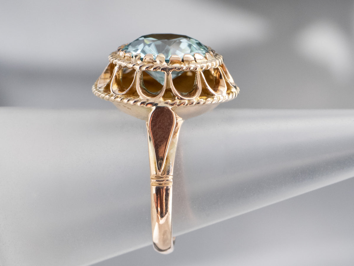 Large Blue Zircon Cocktail Ring