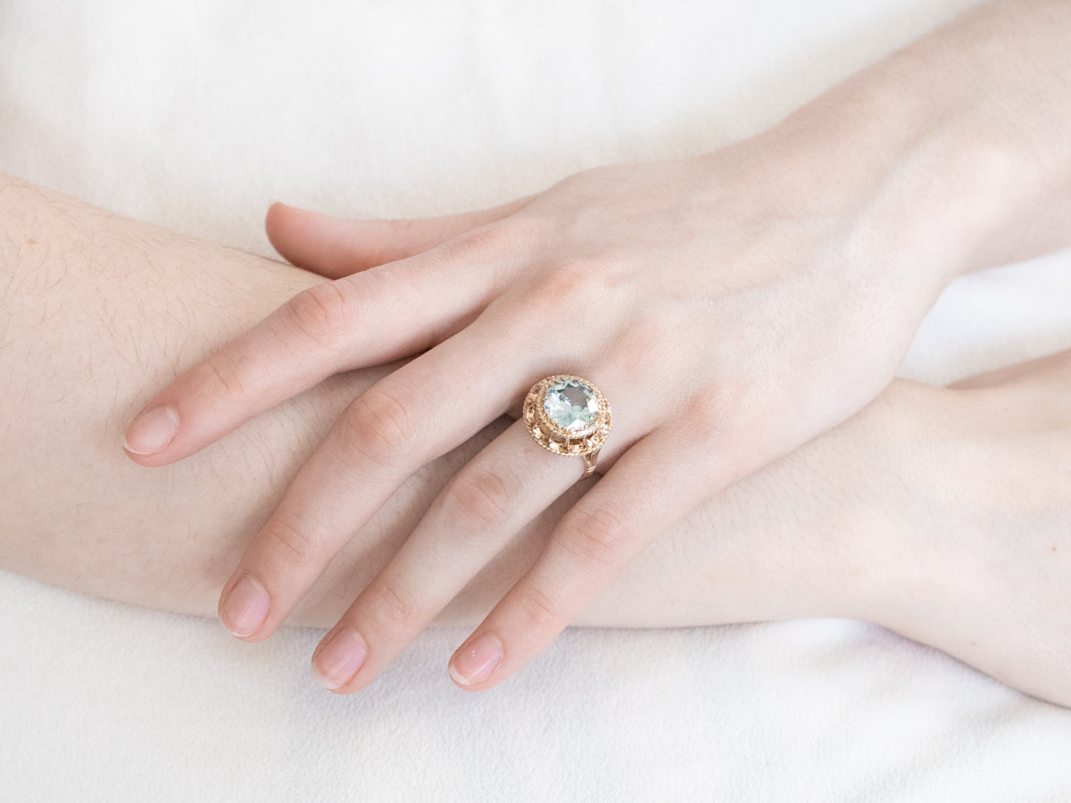 Large Blue Zircon Cocktail Ring