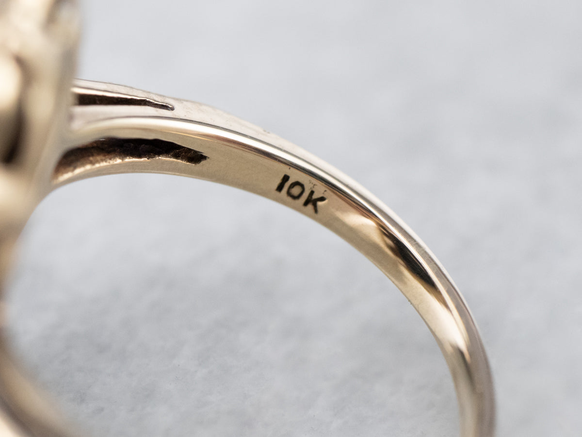 Mid Century Black Onyx and Diamond Ring