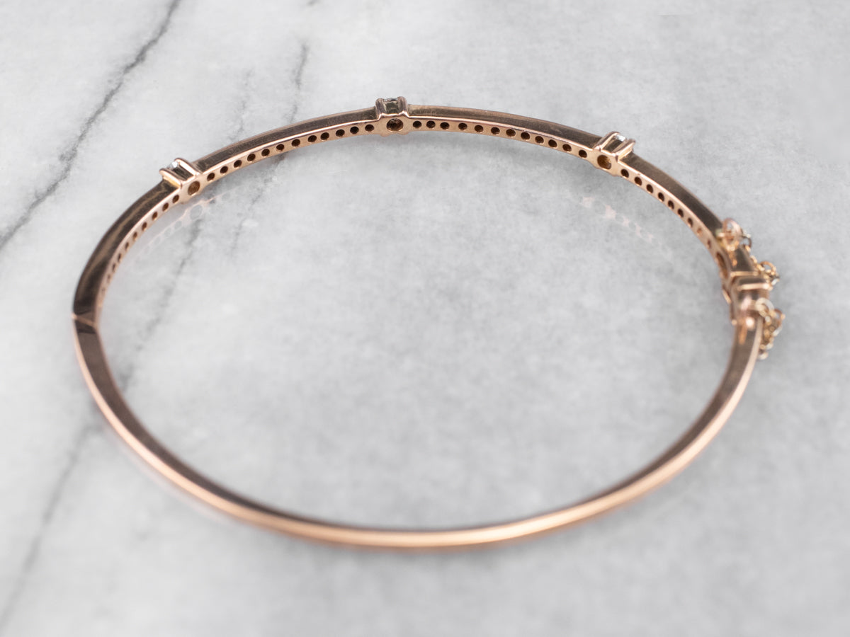 Rose Gold Diamond Bangle Bracelet