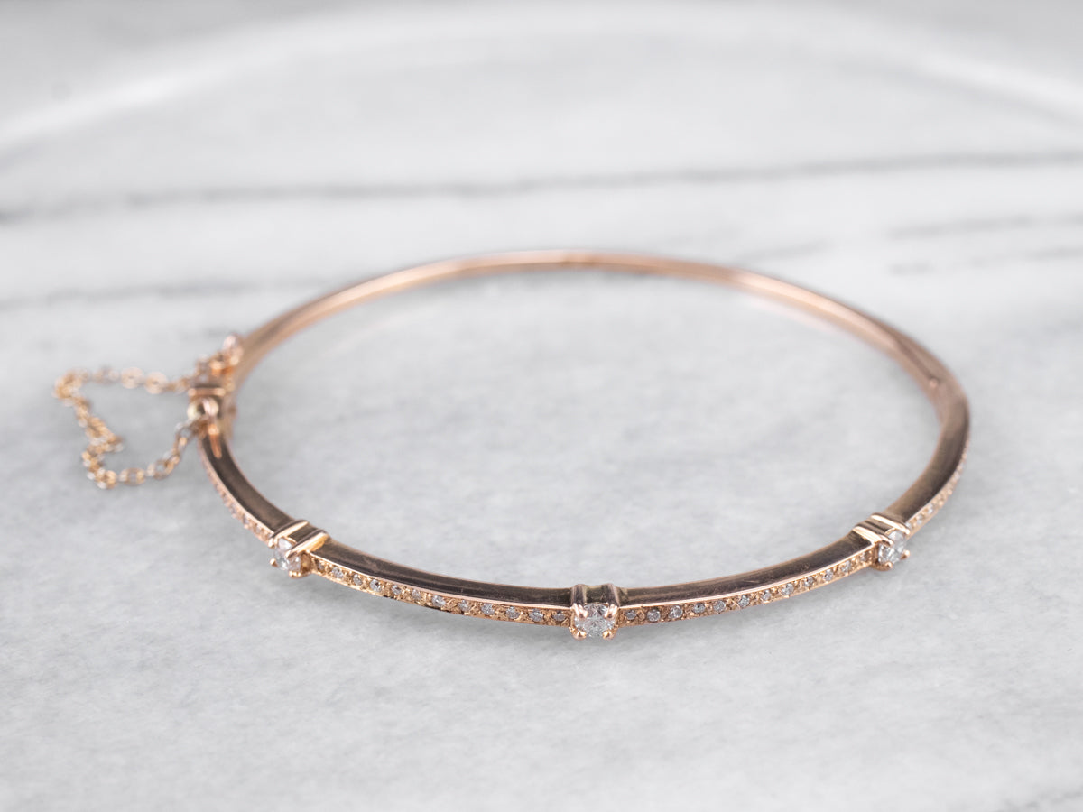 Rose Gold Diamond Bangle Bracelet