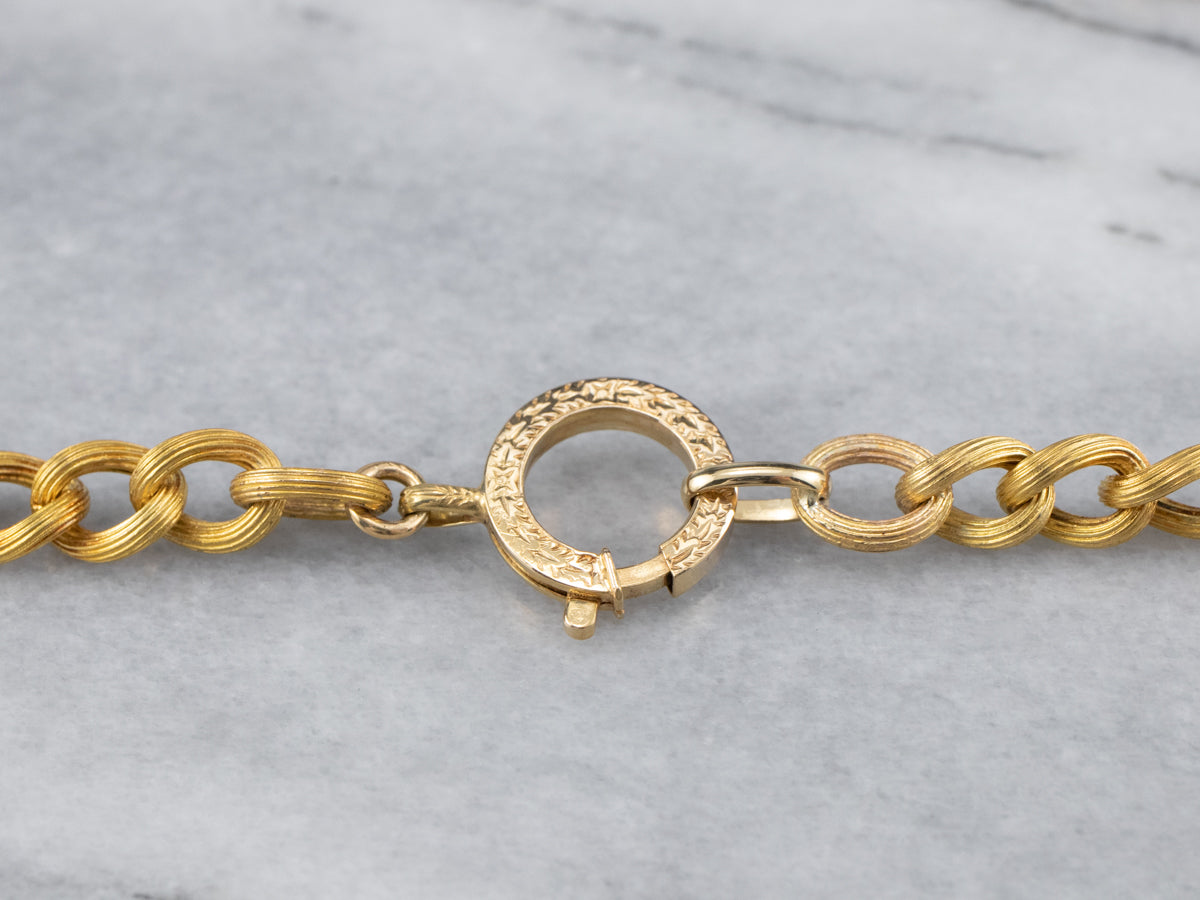 Precioso collar de cadena de eslabones de oro antiguo de 18 quilates