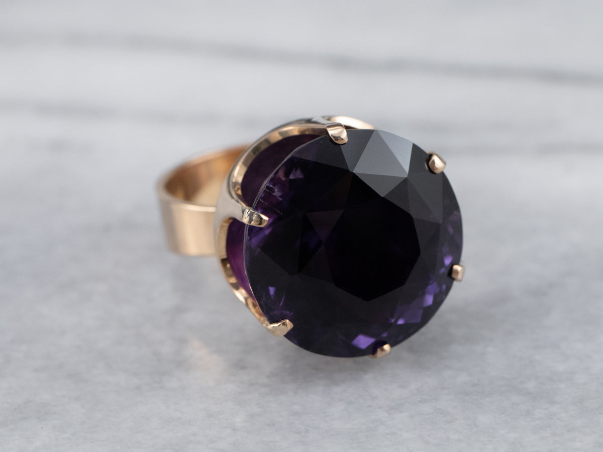 Gold Amethyst Statement Ring