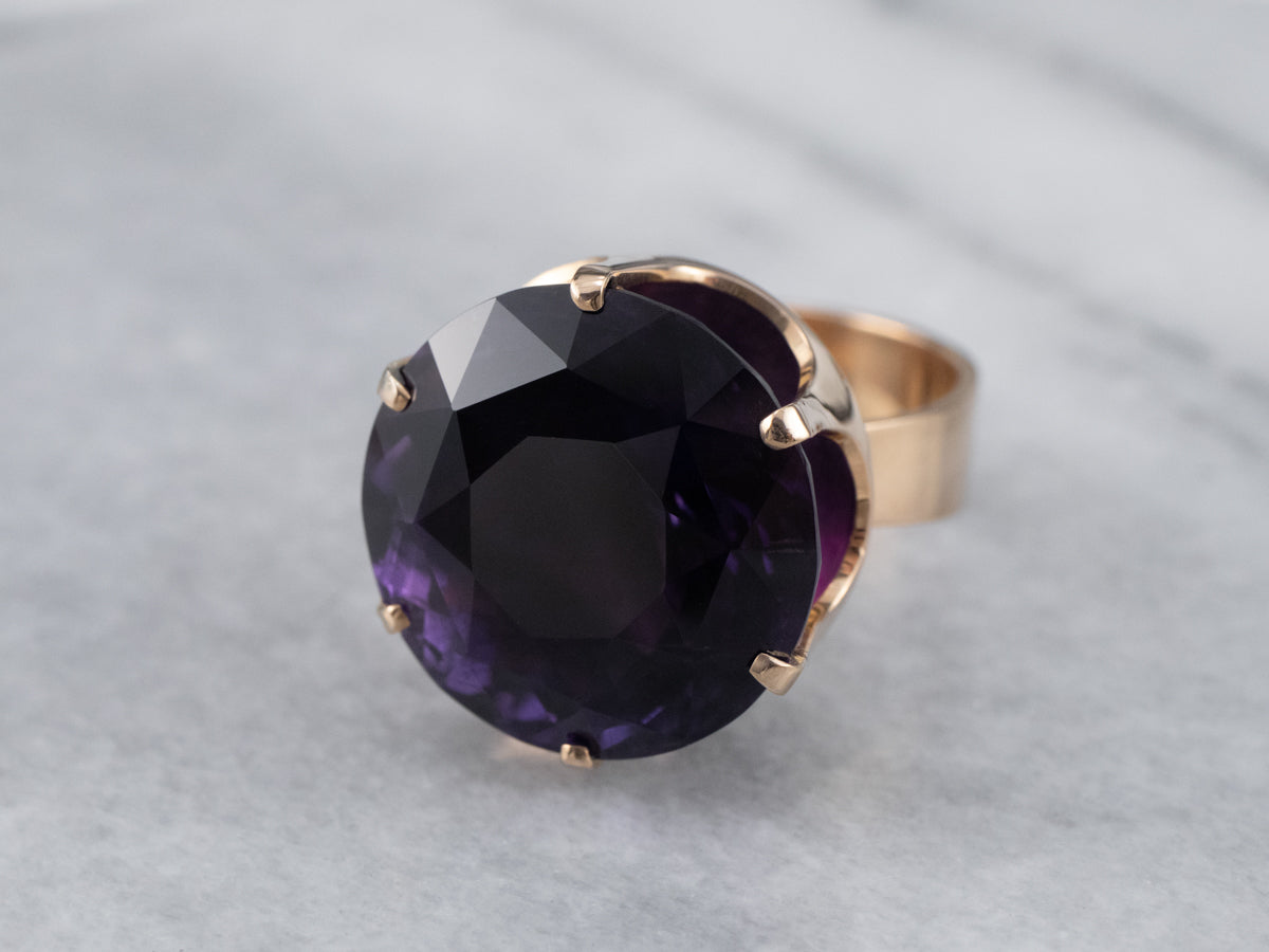 Gold Amethyst Statement Ring