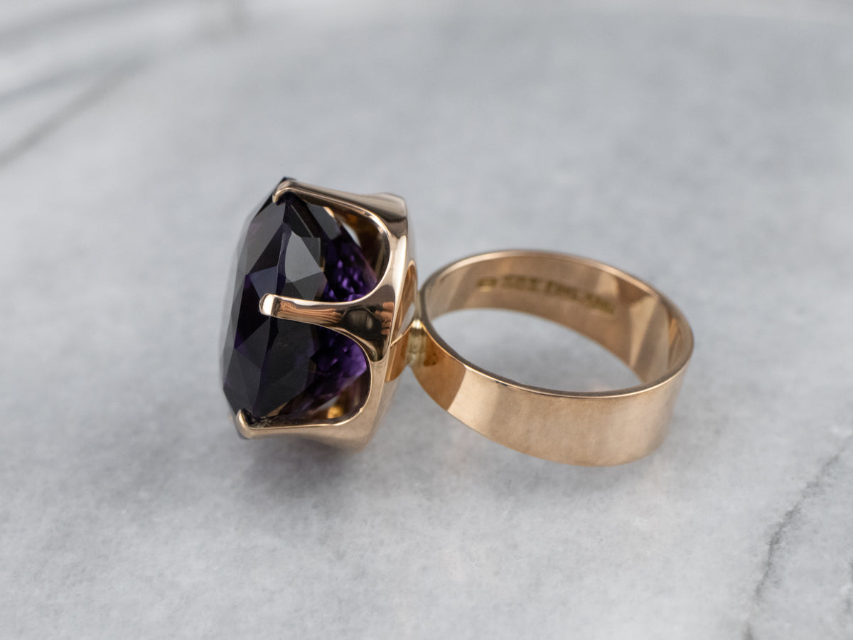 Gold Amethyst Statement Ring