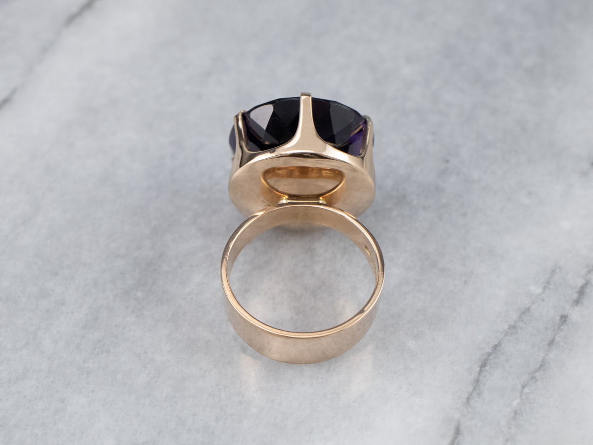 Gold Amethyst Statement Ring