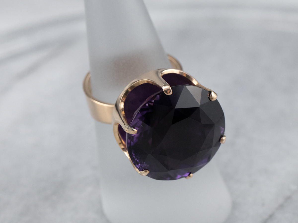 Gold Amethyst Statement Ring