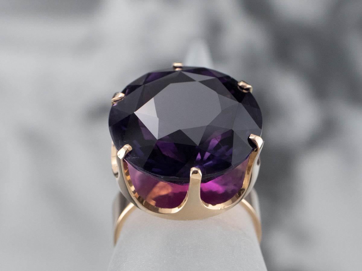 Gold Amethyst Statement Ring