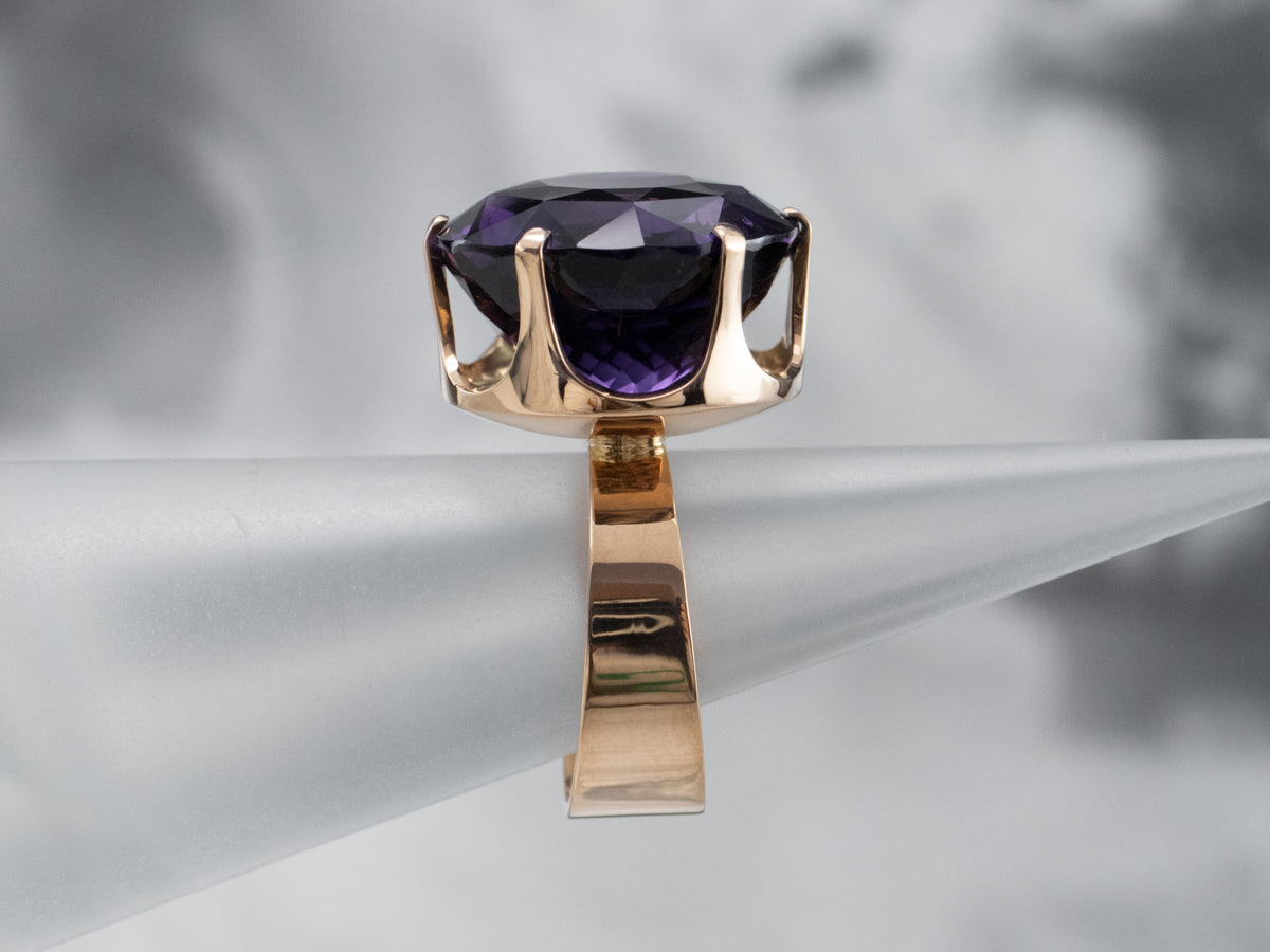 Gold Amethyst Statement Ring