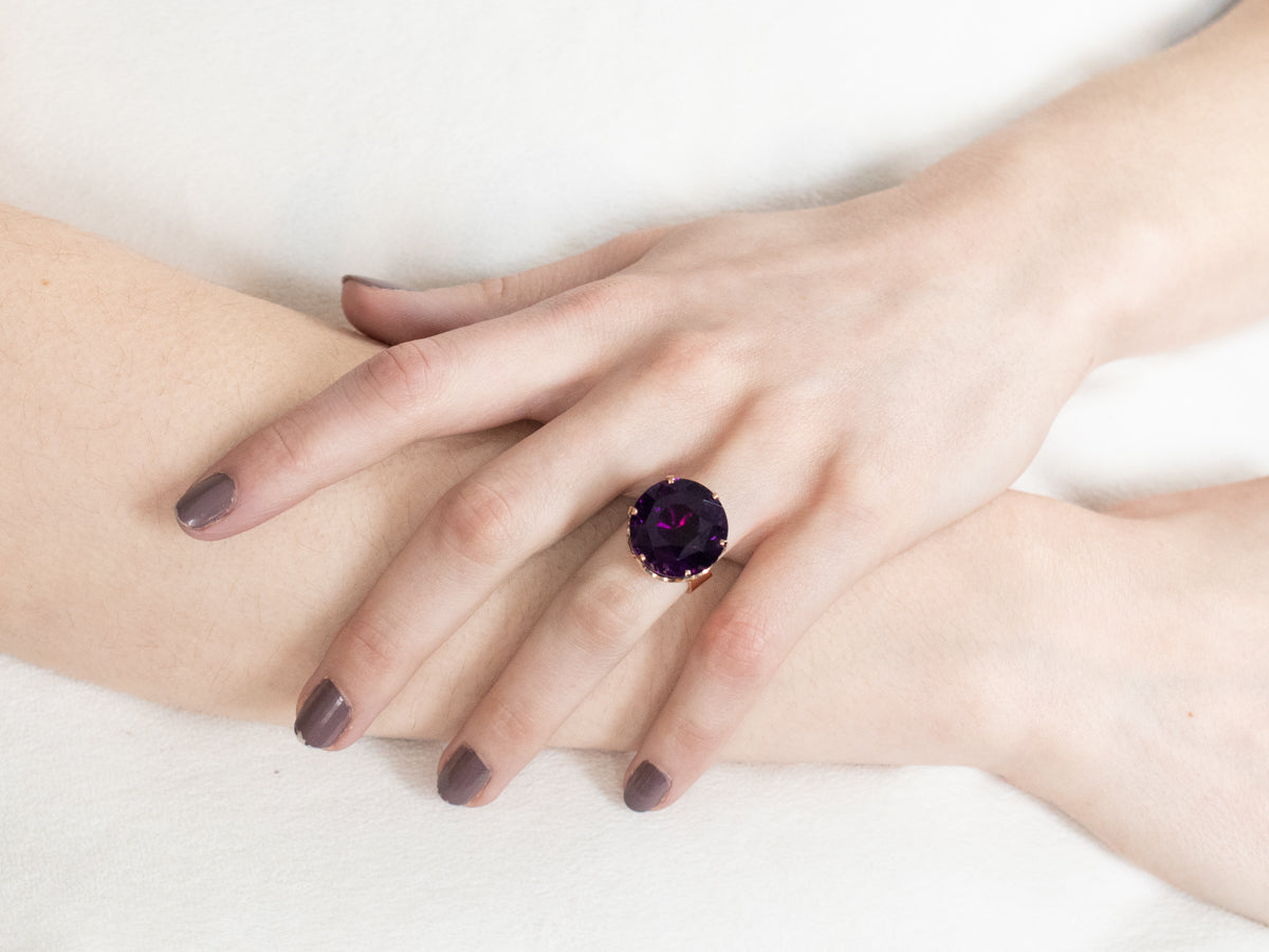 Gold Amethyst Statement Ring