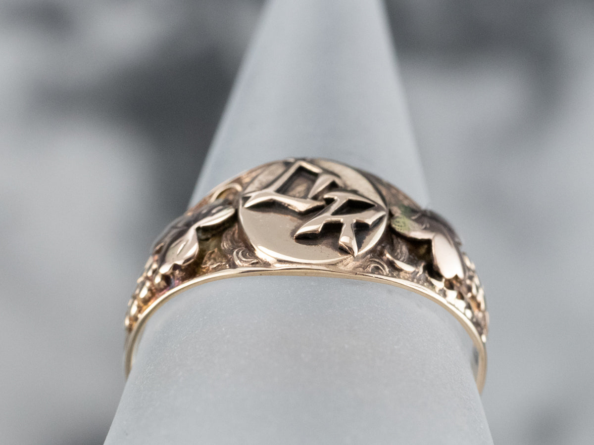 Botanical Antique DR Signet Ring