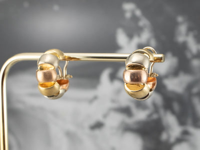 Brushed Tri Color Gold Hoop Earrings