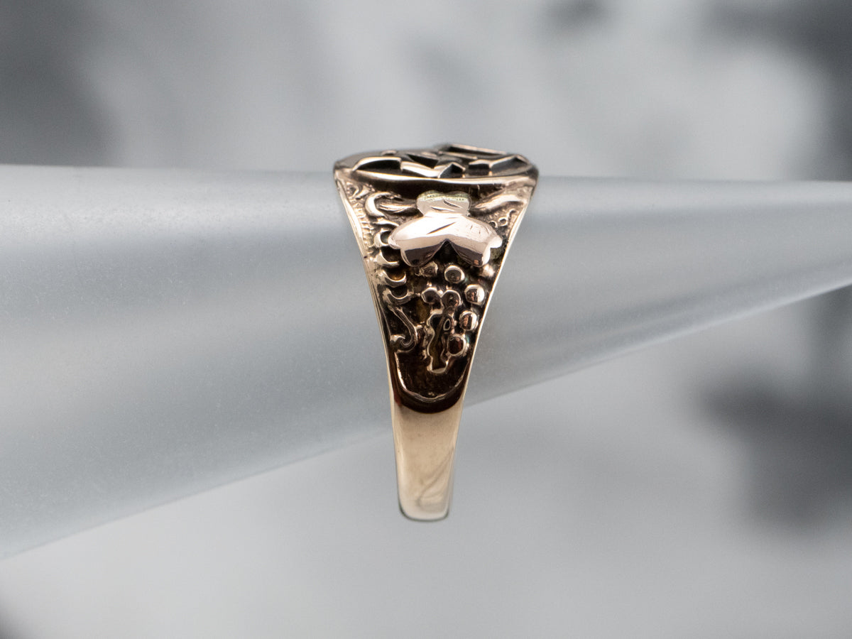 Botanical Antique DR Signet Ring