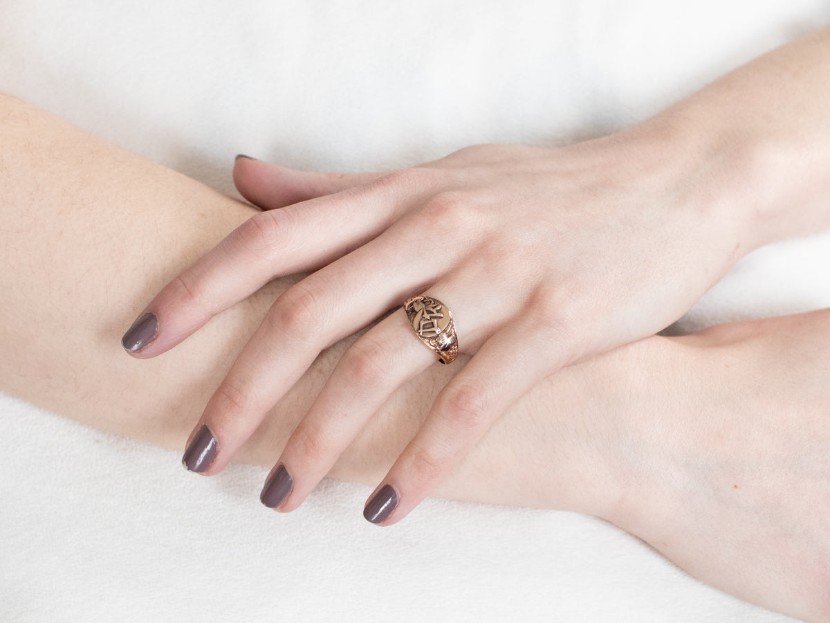 Botanical Antique DR Signet Ring