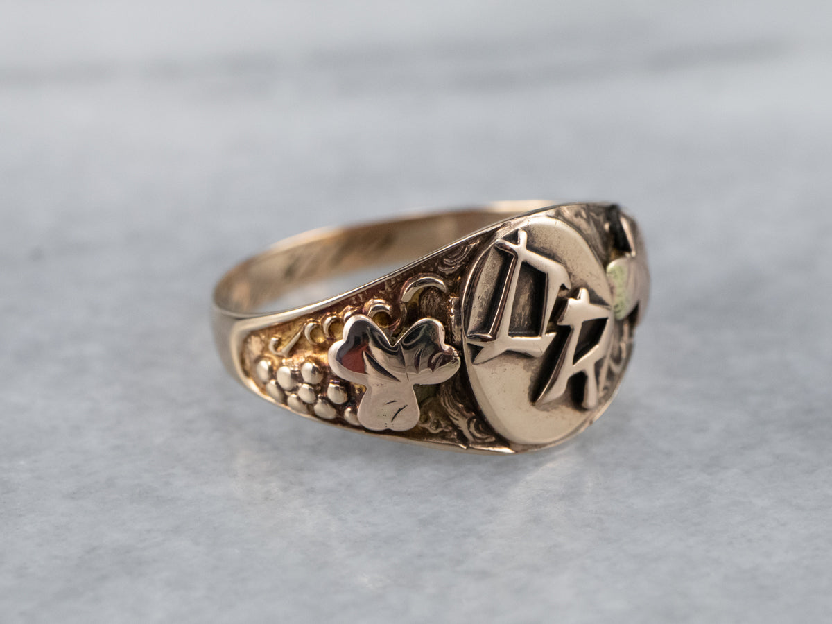 Botanical Antique DR Signet Ring