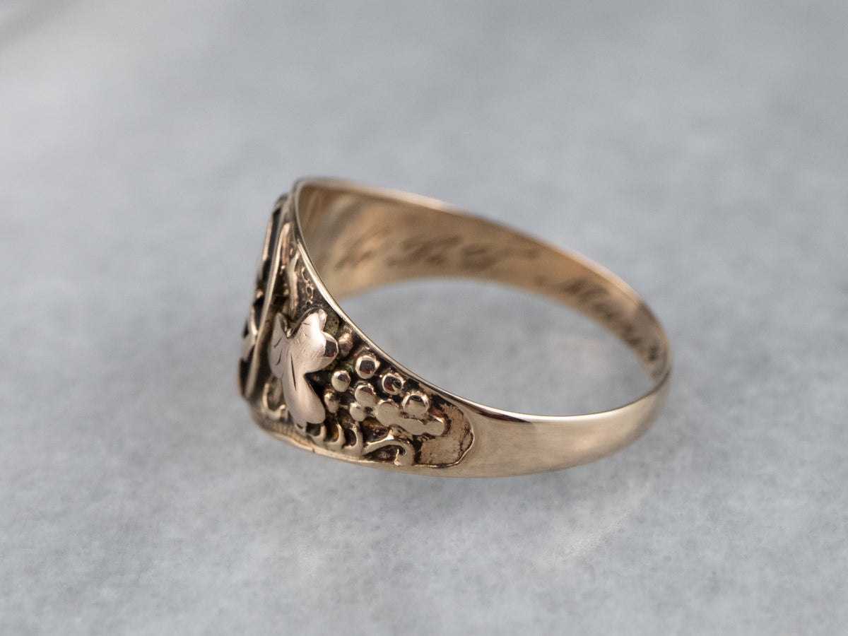 Botanical Antique DR Signet Ring