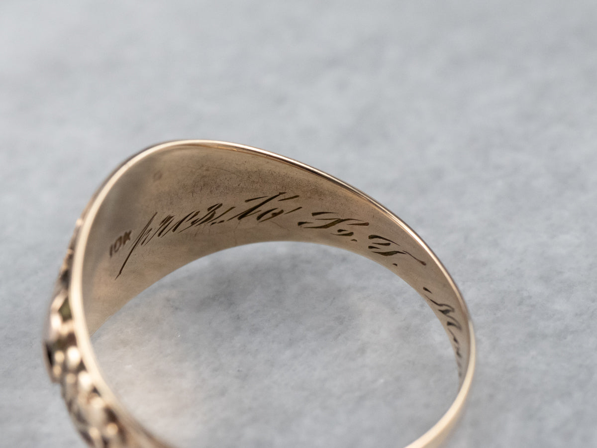 Botanical Antique DR Signet Ring